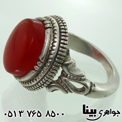 انگشتر عقیق یمنی قرمز خوشرنگ مردانه