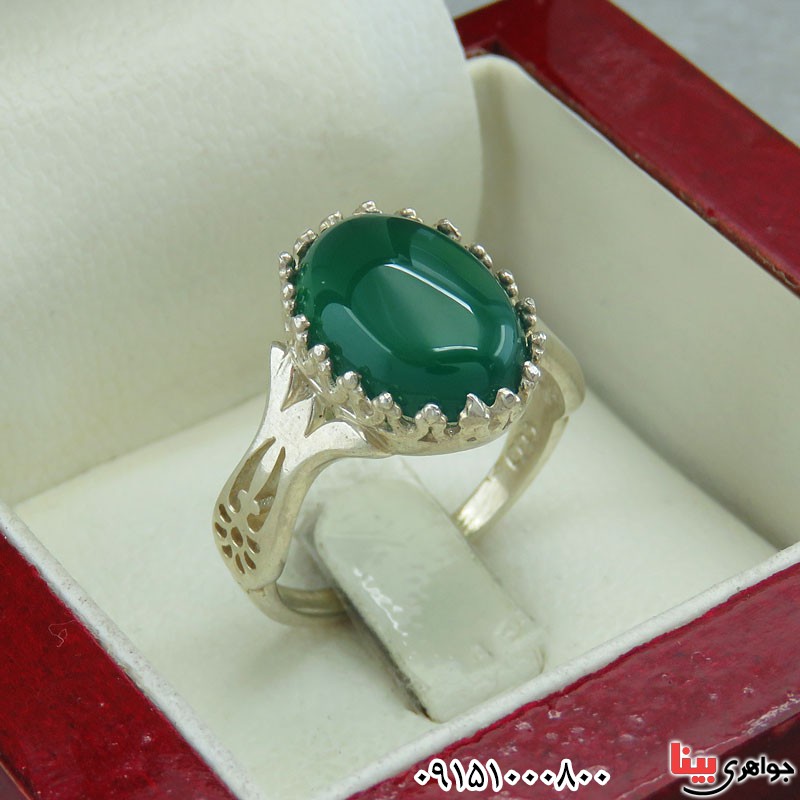 انگشتر عقیق سبز زنانه زیبا خاص و شیک _کد:29377