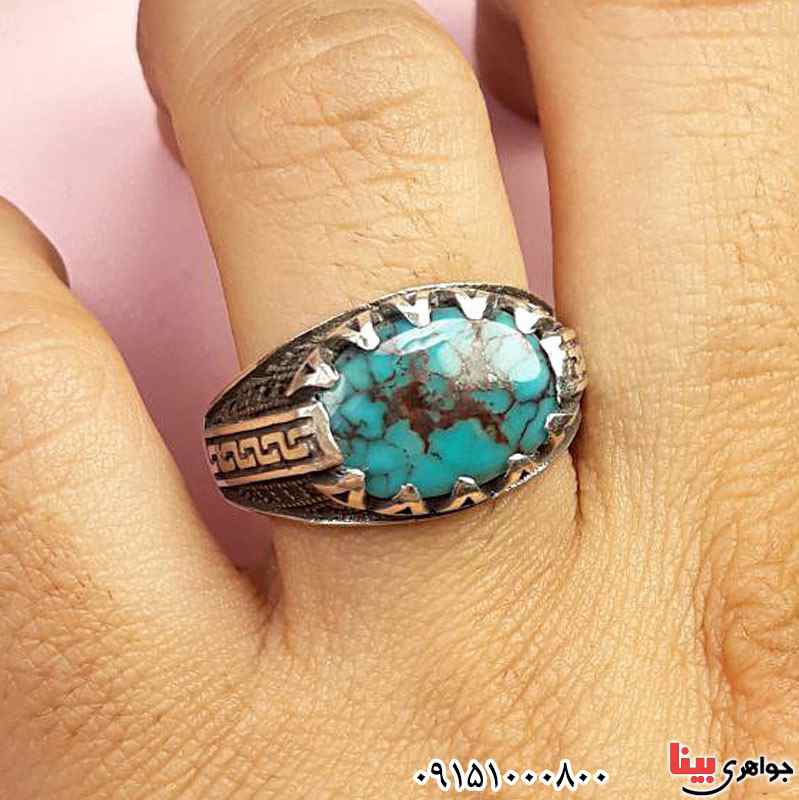 انگشتر فیروزه نیشابوری میکروستینگ مردانه _کد:29406