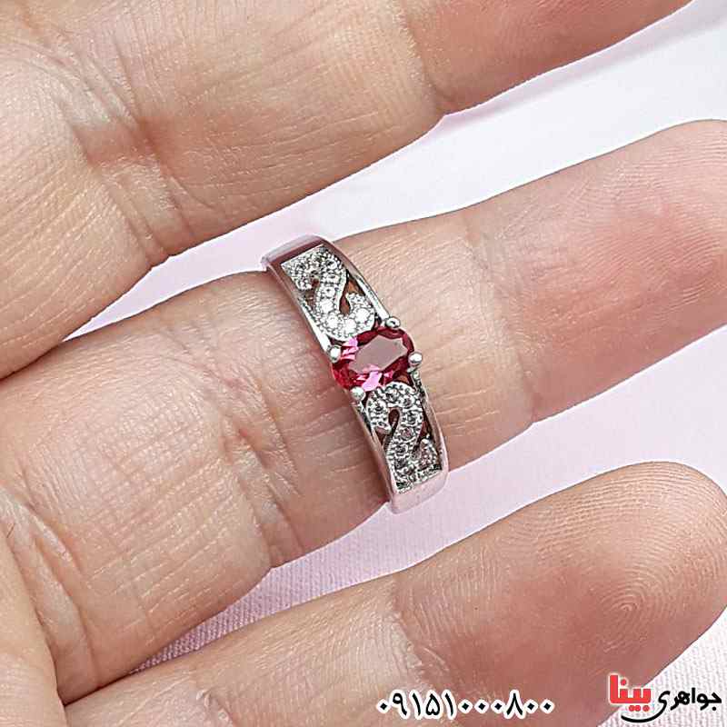 انگشتر یاقوت سرخ صنعتی رودیوم زنانه _کد:29425