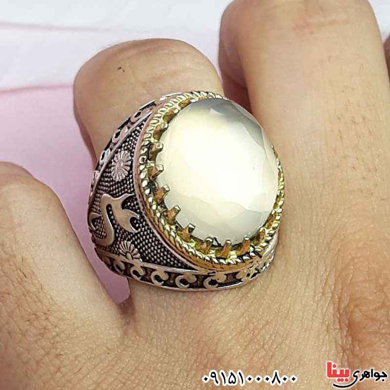 انگشتر عقیق یمنی نباتی درشت خاص و زیبا مردانه _کد:29429