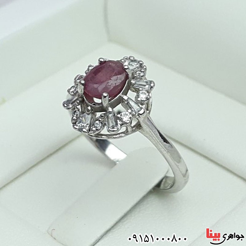 انگشتر یاقوت سرخ خوشرنگ رودیوم زنانه خاص _کد:29457