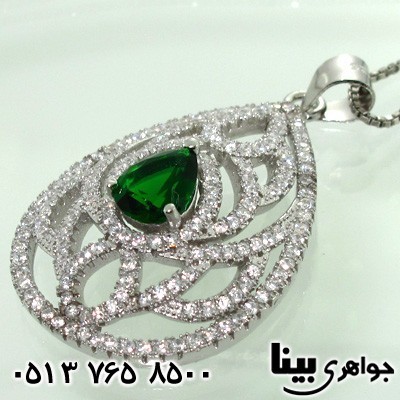 گردنبند ابسیدین طرح زمرد زنانه درشت