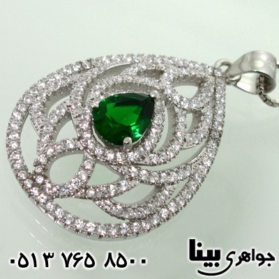 گردنبند ابسیدین طرح زمرد زنانه درشت