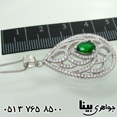 گردنبند ابسیدین طرح زمرد زنانه درشت