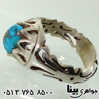 انگشتر فیروزه نیشابوری شجری مردانه اره کاری