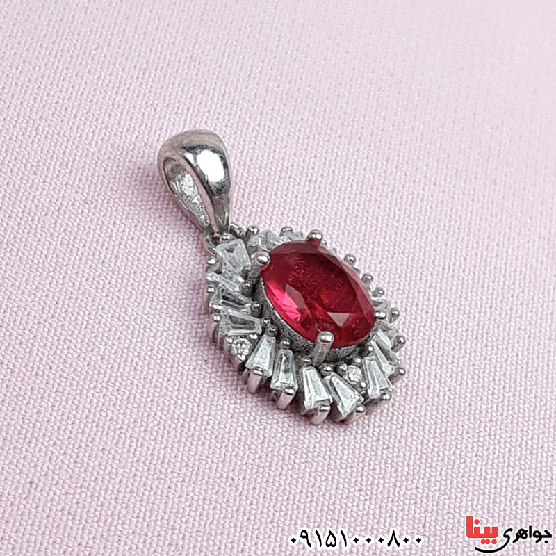 گردنبند یاقوت سرخ صنعتی زنانه رودیوم خوشرنگ _کد:29479