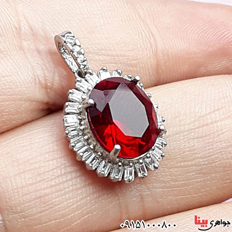 گردنبند یاقوت سرخ صنعتی زنانه خوشرنگ بسیار زیبا _کد:29560