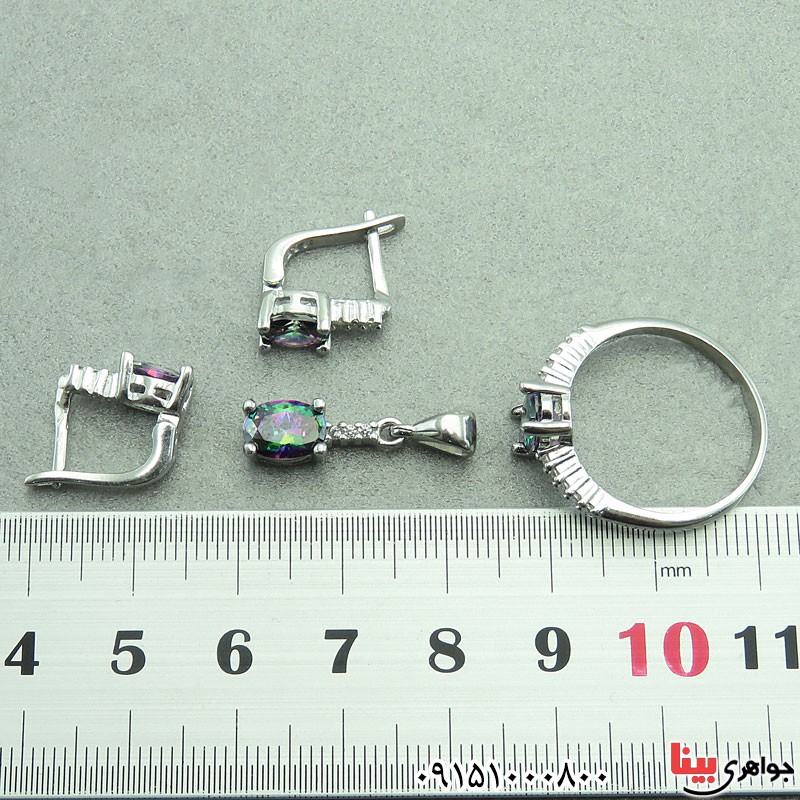 سرویس توپاز هفت رنگ رودیوم صنعتی خاص زنانه _کد:29610
