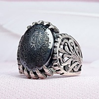 انگشتر حدید خطی با حکاکی هفت جلاله مردانه 