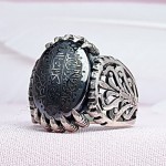 انگشتر حدید خطی با حکاکی هفت جلاله مردانه _کد:29633