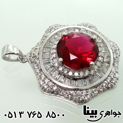 گردنبند نقره طرح یاقوت سرخ زنانه با شکوه