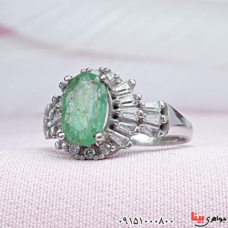 انگشتر زمرد رودیوم زنانه خاص _کد:29650