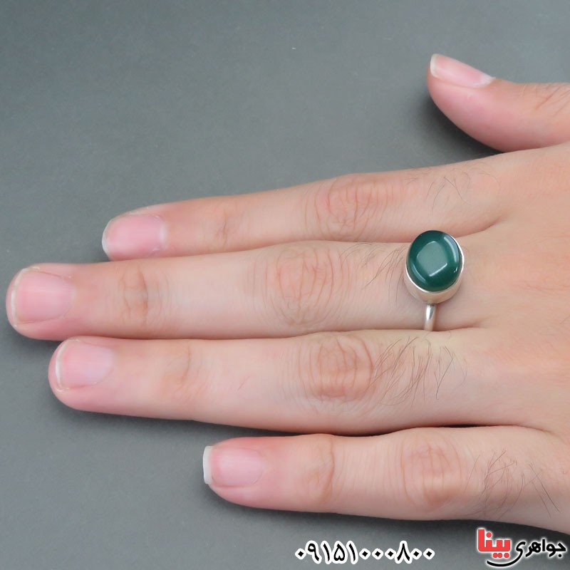 انگشتر عقیق سبز دست ساز همراه با حرز و تربت _کد:29676