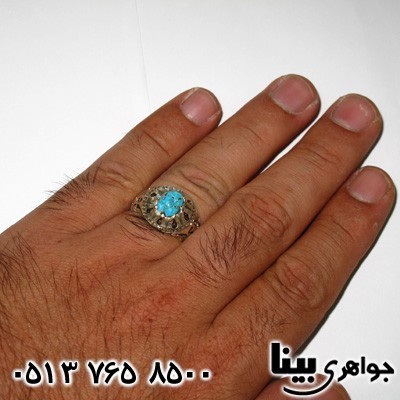 انگشتر فیروزه نیشابوری مردانه اره کاری 2