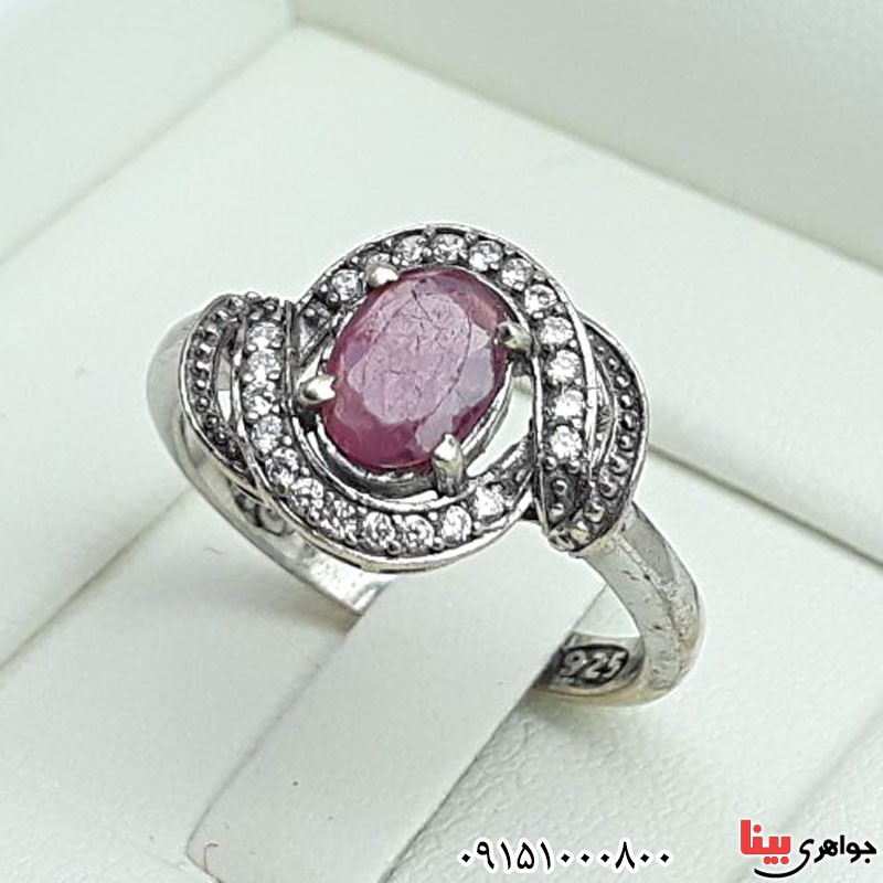 انگشتر یاقوت سرخ زنانه رودیوم بسیار زیبا _کد:29701