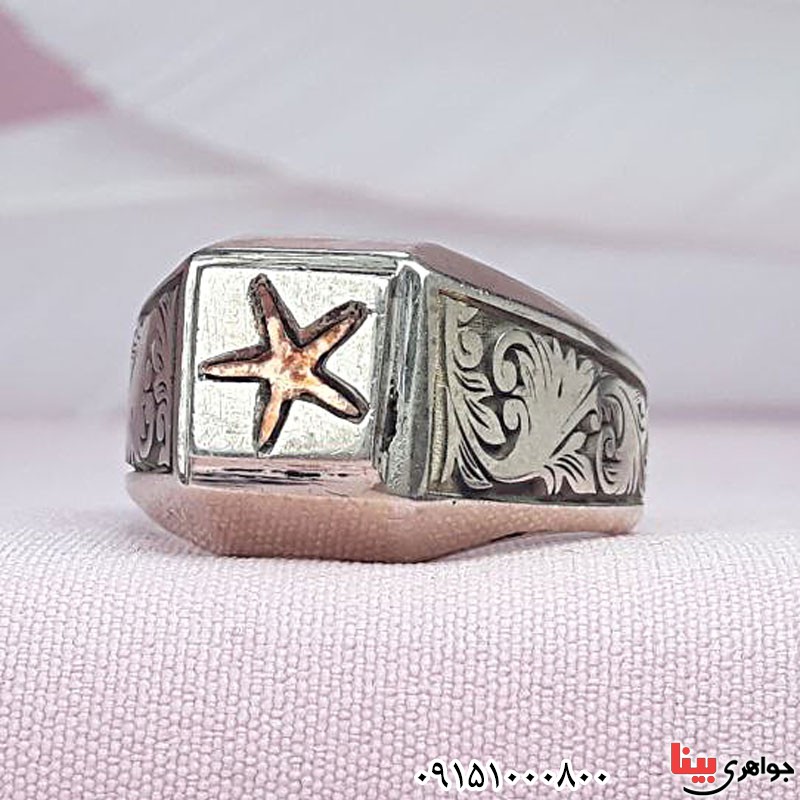 انگشتر نقره مردانه زیبا دست ساز همراه با حرز امام جواد _کد:29803