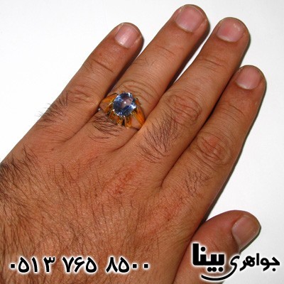 انگشتر یاقوت کبود صنعتی مردانه کلاسیک