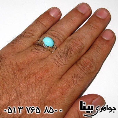 انگشتر فیروزه نیشابوری عجمی مردانه چهارچنگ