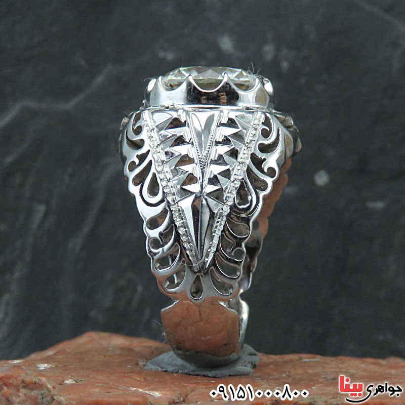 انگشتر الماس روسی (موزانایت) درشت دست ساز رودیوم فاخر _کد:29921