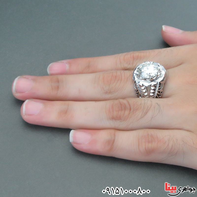 انگشتر الماس روسی (موزانایت) درشت دست ساز رودیوم فاخر _کد:29921