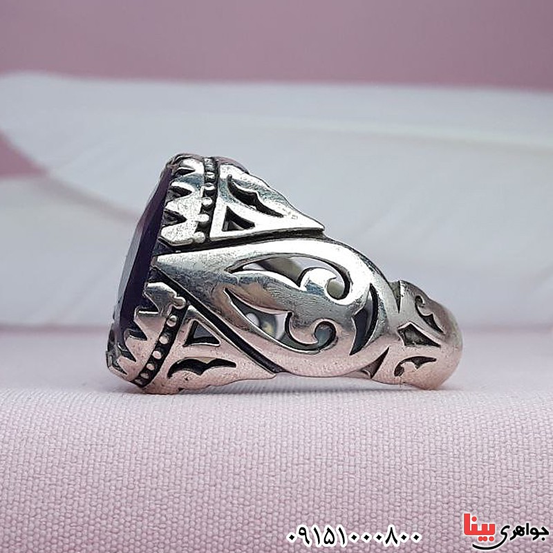 انگشتر یاقوت کبود مردانه خوشرنگ و خاص _کد:29974
