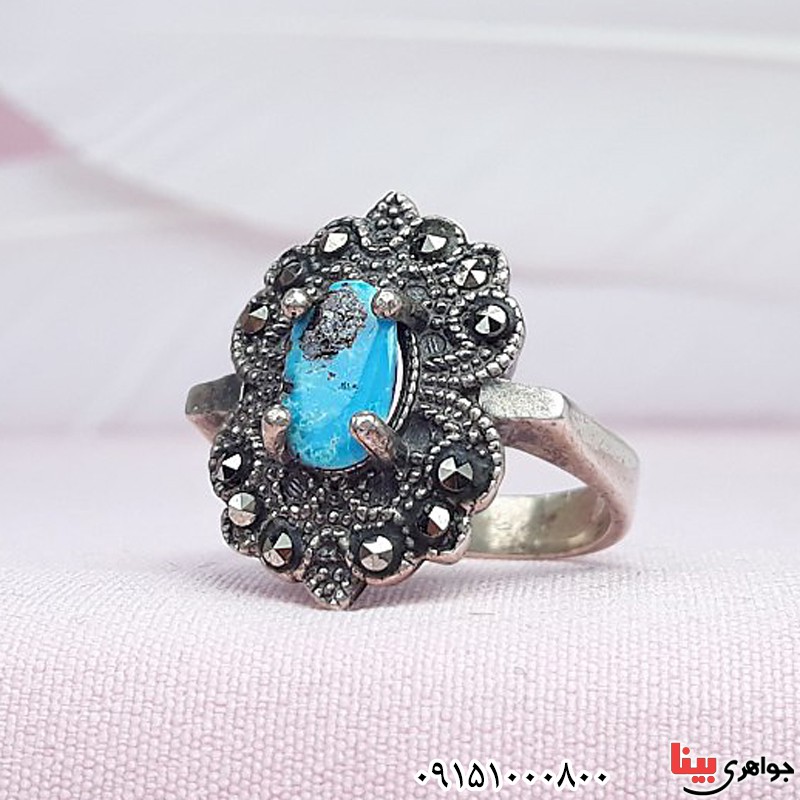 انگشتر فیروزه نیشابوری مارکازیتی زنانه خاص _کد:29978