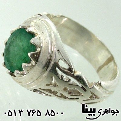انگشتر زمرد مردانه فاخر اره کاری