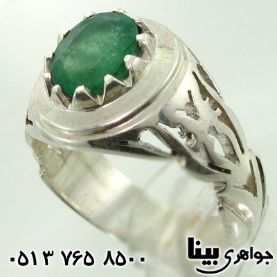 انگشتر زمرد مردانه فاخر اره کاری