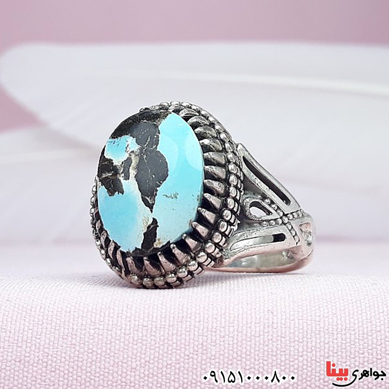 انگشتر فیروزه نیشابوری مردانه خاص و شیک زیبا _کد:29993