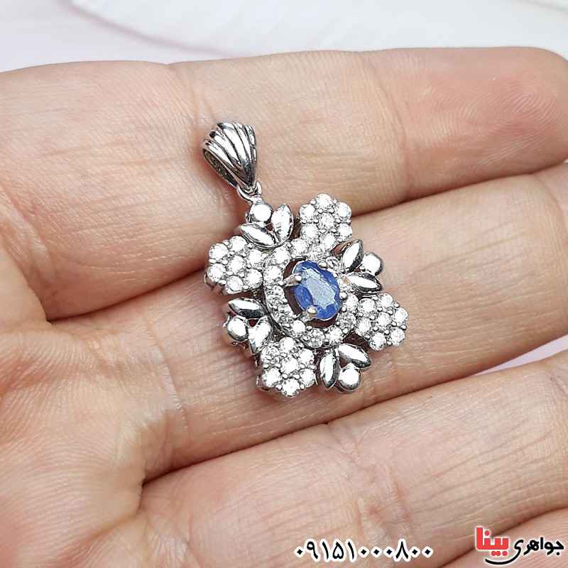 گردنبند یاقوت کبود رودیوم زنانه خاص و شیک _کد:29998