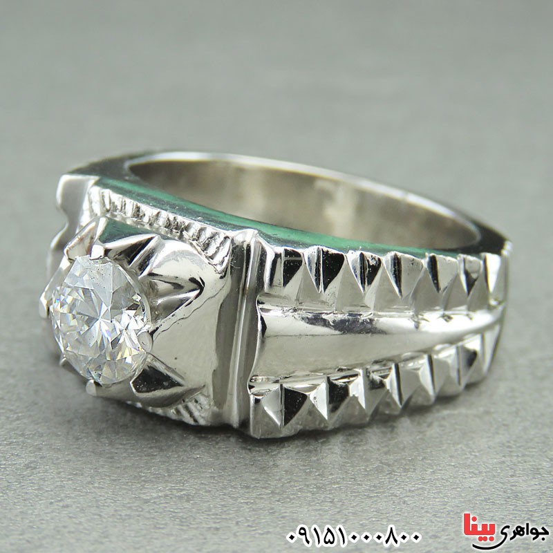 انگشتر الماس روسی (موزانایت) فاخر مردانه دست ساز _کد:30059