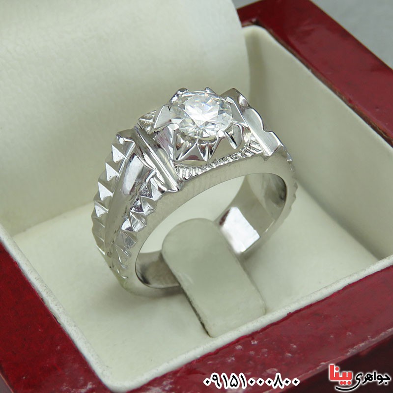 انگشتر الماس روسی (موزانایت) فاخر مردانه دست ساز _کد:30059