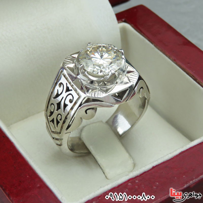 انگشتر الماس روسی (موزانایت) دست ساز فاخر رودیوم _کد:30062
