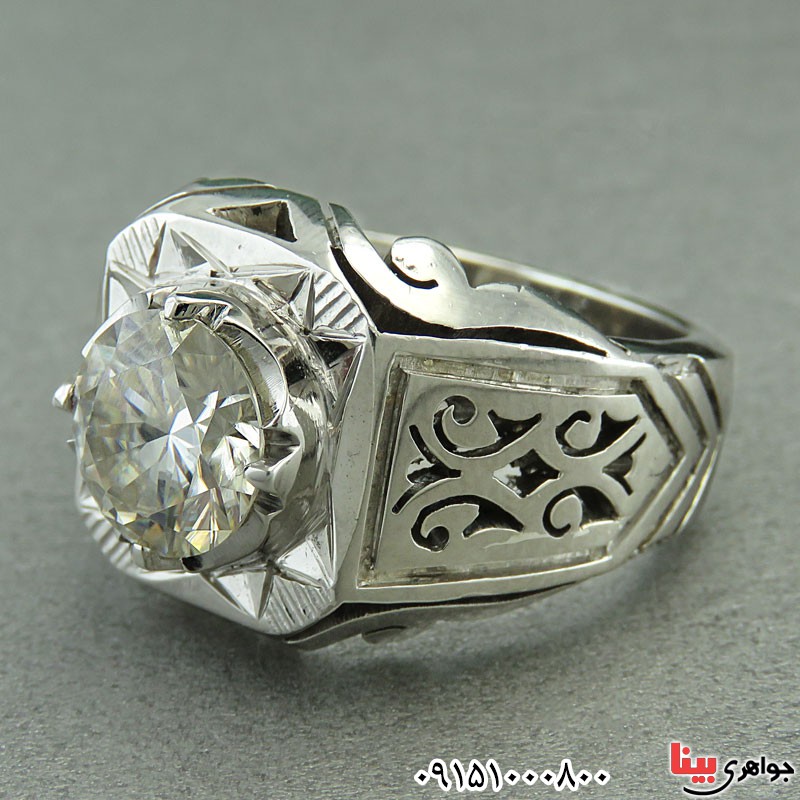 انگشتر الماس روسی (موزانایت) دست ساز فاخر رودیوم _کد:30062