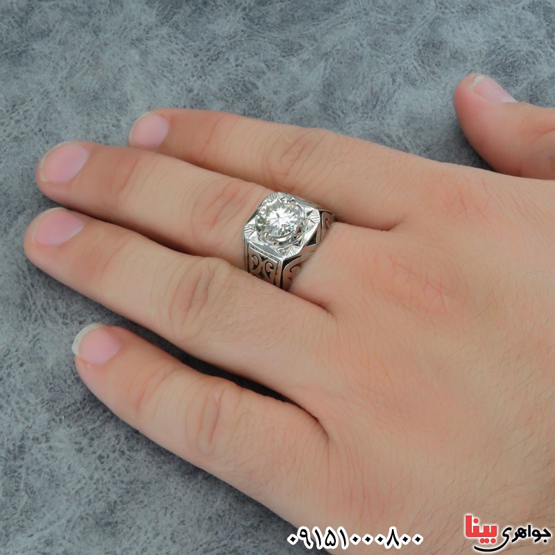 انگشتر الماس روسی (موزانایت) دست ساز فاخر رودیوم _کد:30062