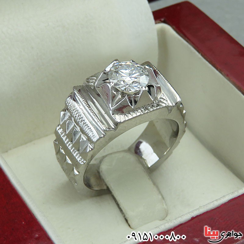 انگشتر الماس روسی (موزانایت) دست ساز رودیوم فاخر _کد:30071