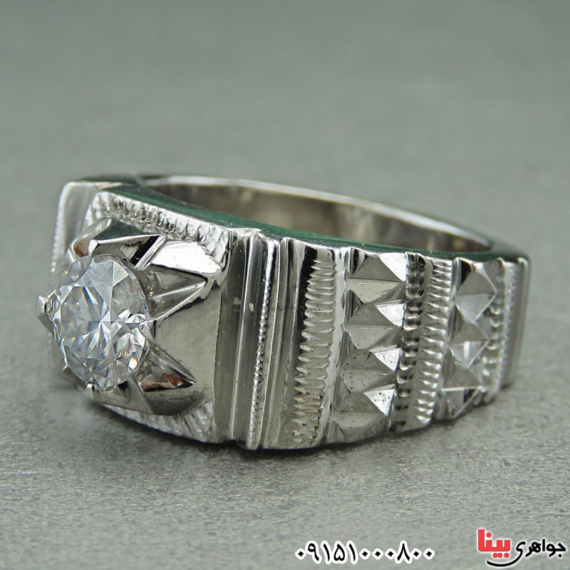 انگشتر الماس روسی (موزانایت) دست ساز رودیوم فاخر _کد:30071