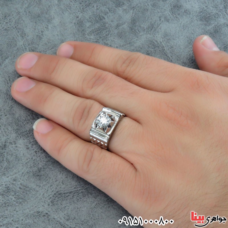 انگشتر الماس روسی (موزانایت) دست ساز رودیوم فاخر _کد:30071