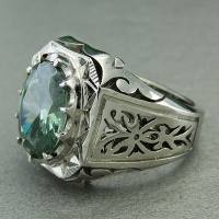 انگشتر الماس روسی (موزانایت) درشت فاخر رودیوم دست ساز 