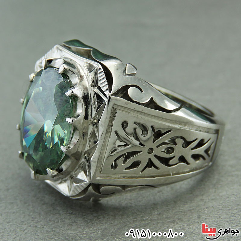 انگشتر الماس روسی (موزانایت) درشت فاخر رودیوم دست ساز _کد:30074