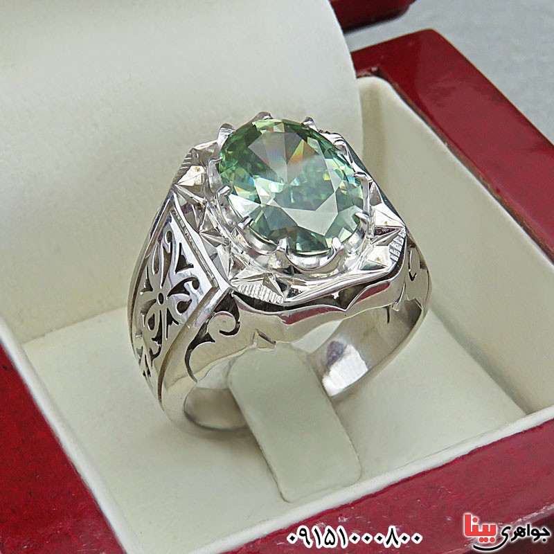 انگشتر الماس روسی (موزانایت) درشت فاخر رودیوم دست ساز _کد:30074