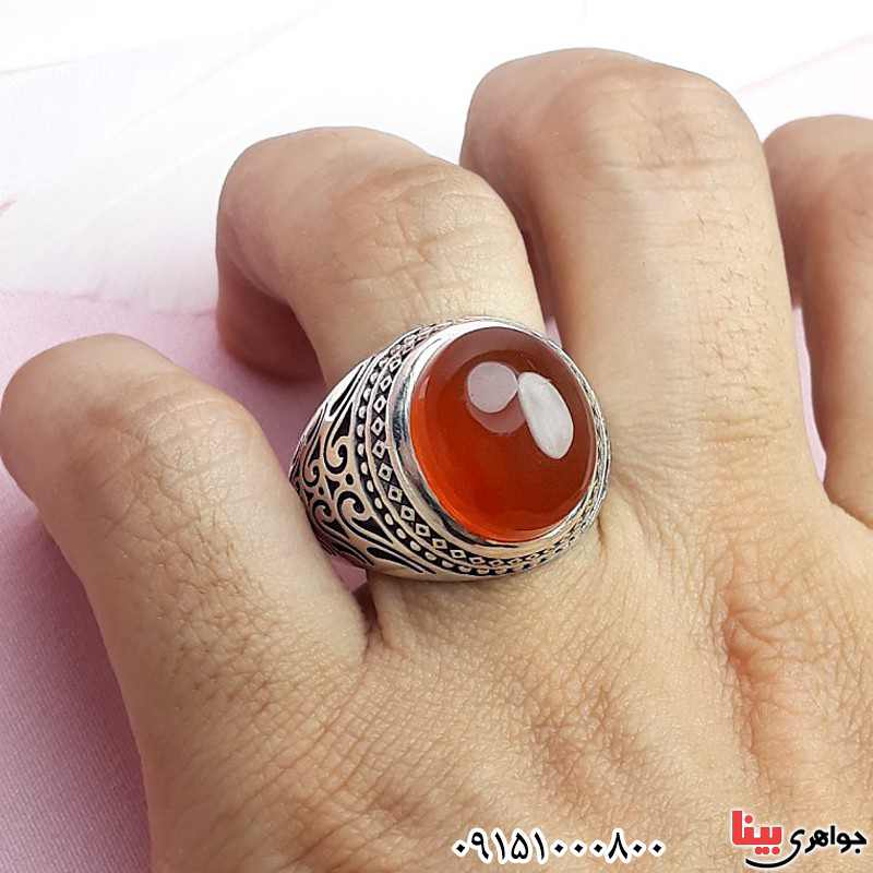 انگشتر عقیق یمنی پرتقالی مردانه خاص عالی _کد:30090
