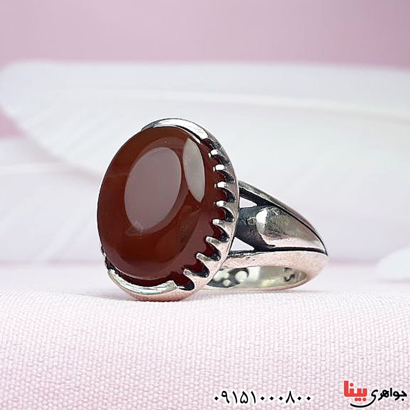 انگشتر عقیق یمنی کبدی مردانه خاص و شیک _کد:30093