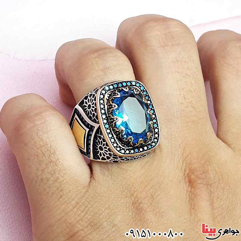 انگشتر توپاز صنعتی مردانه خاص و زیبا _کد:30116