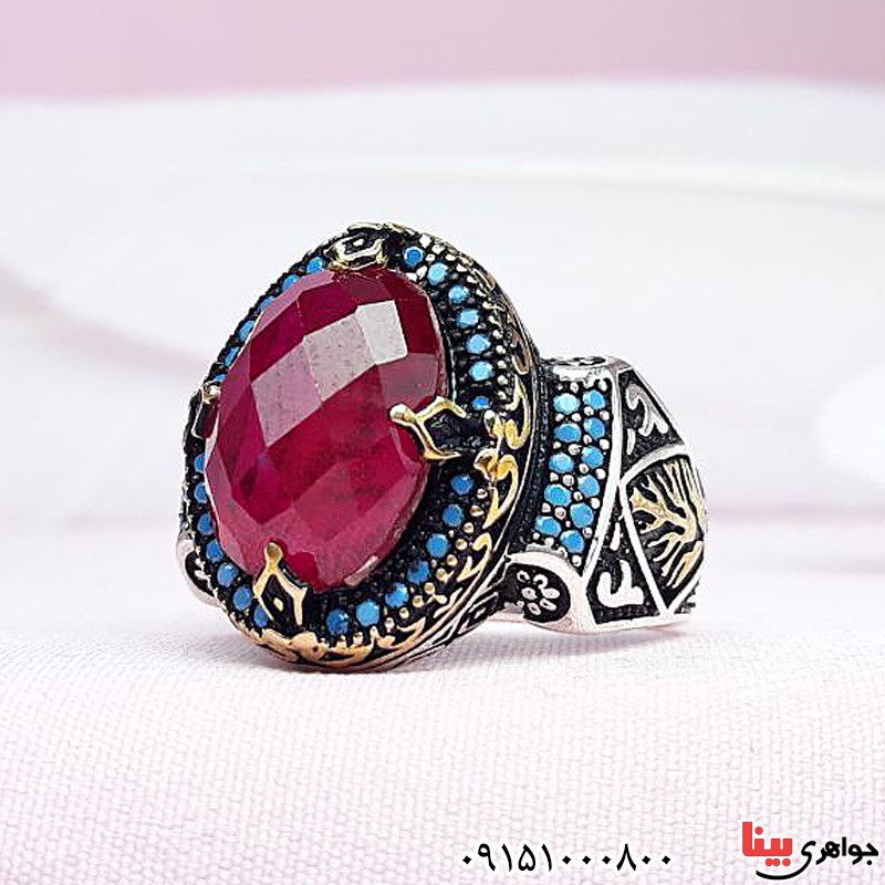 انگشتر یاقوت سرخ صنعتی اسپرت و خاص مردانه _کد:30119