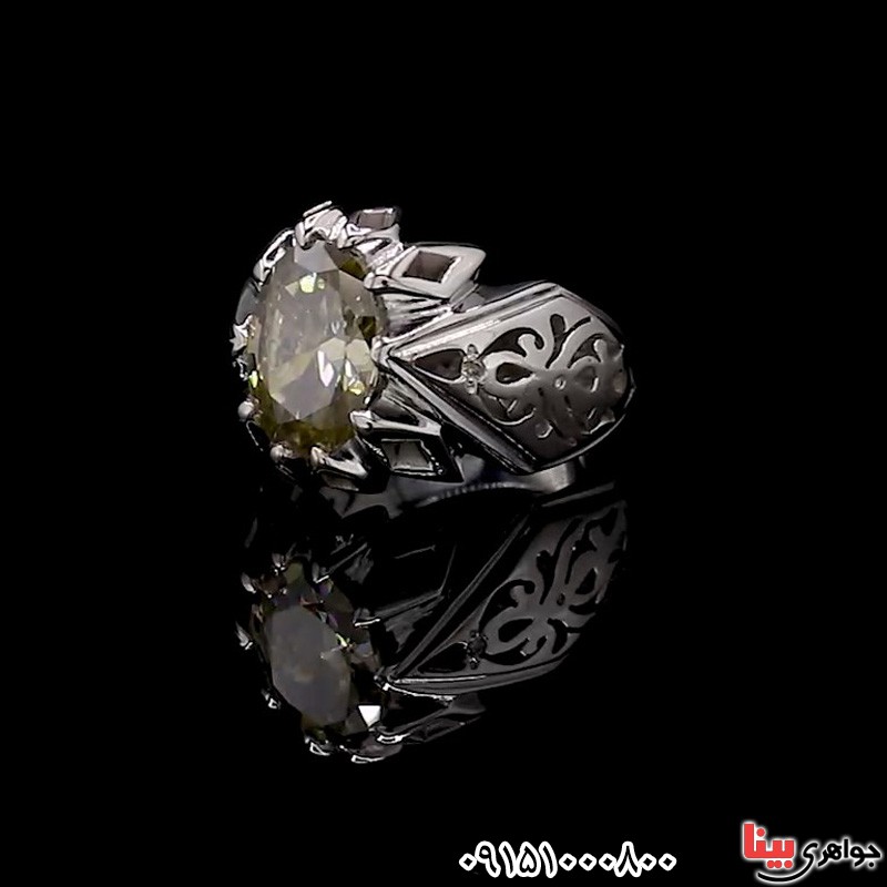 انگشتر الماس روسی (موزانایت) و برلیان دست ساز رودیوم _کد:30120