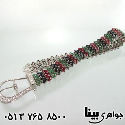 دستبند چند جواهر یاقوت و زمرد زنانه بی نظیر