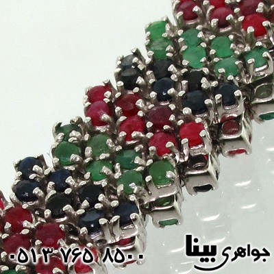 دستبند چند جواهر یاقوت و زمرد زنانه بی نظیر