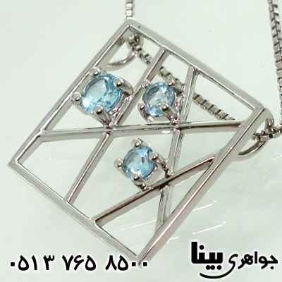 گردنبند آکوآمارین سه نگین